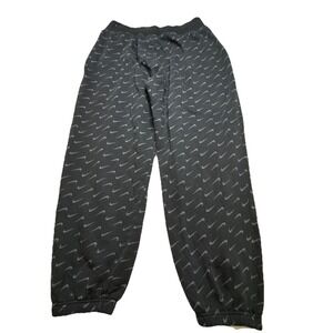Nike Mens Joggers Black All Over Swoosh Print Fleece Sweatpants Large L